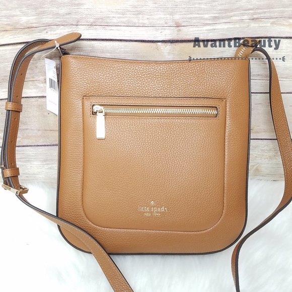 kate Spade New York Leila Top Zipper Crossbody Ginger Brown Large Front Zip Pock - Picture 3 of 10